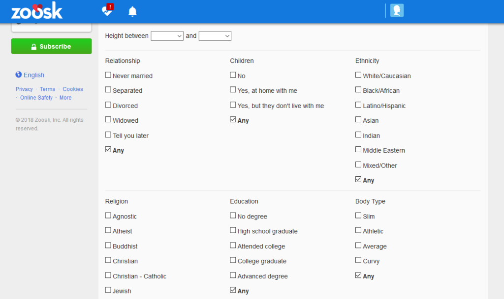 Zoosk dating search